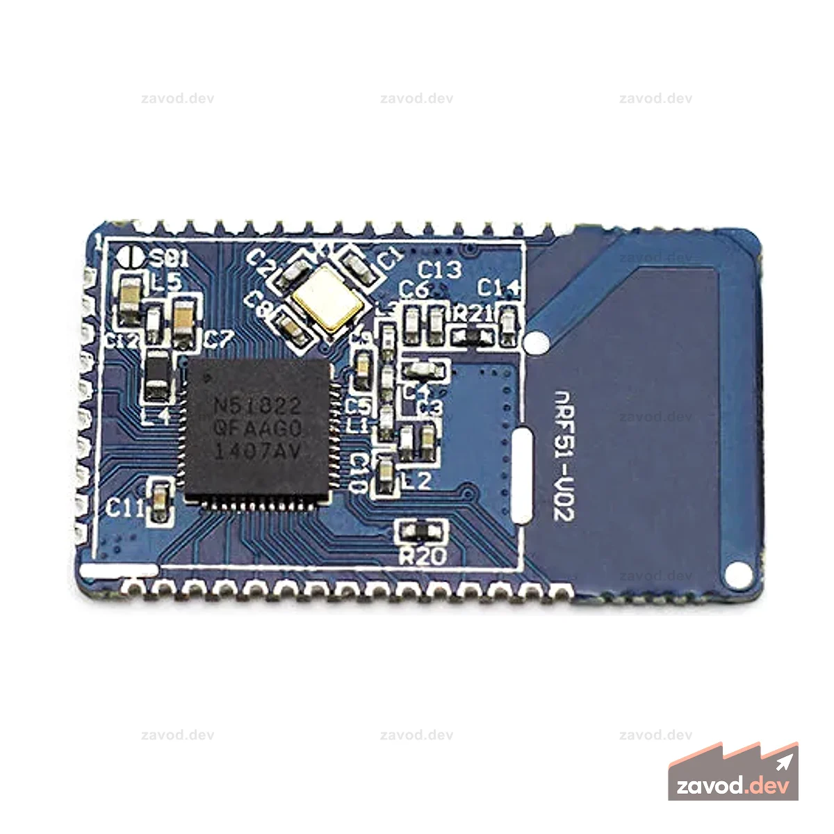 Модуль SMD Nordic nRF51822 с частотой 2,4 ГГц; 16*28 мм (с антенной на печатной плате)