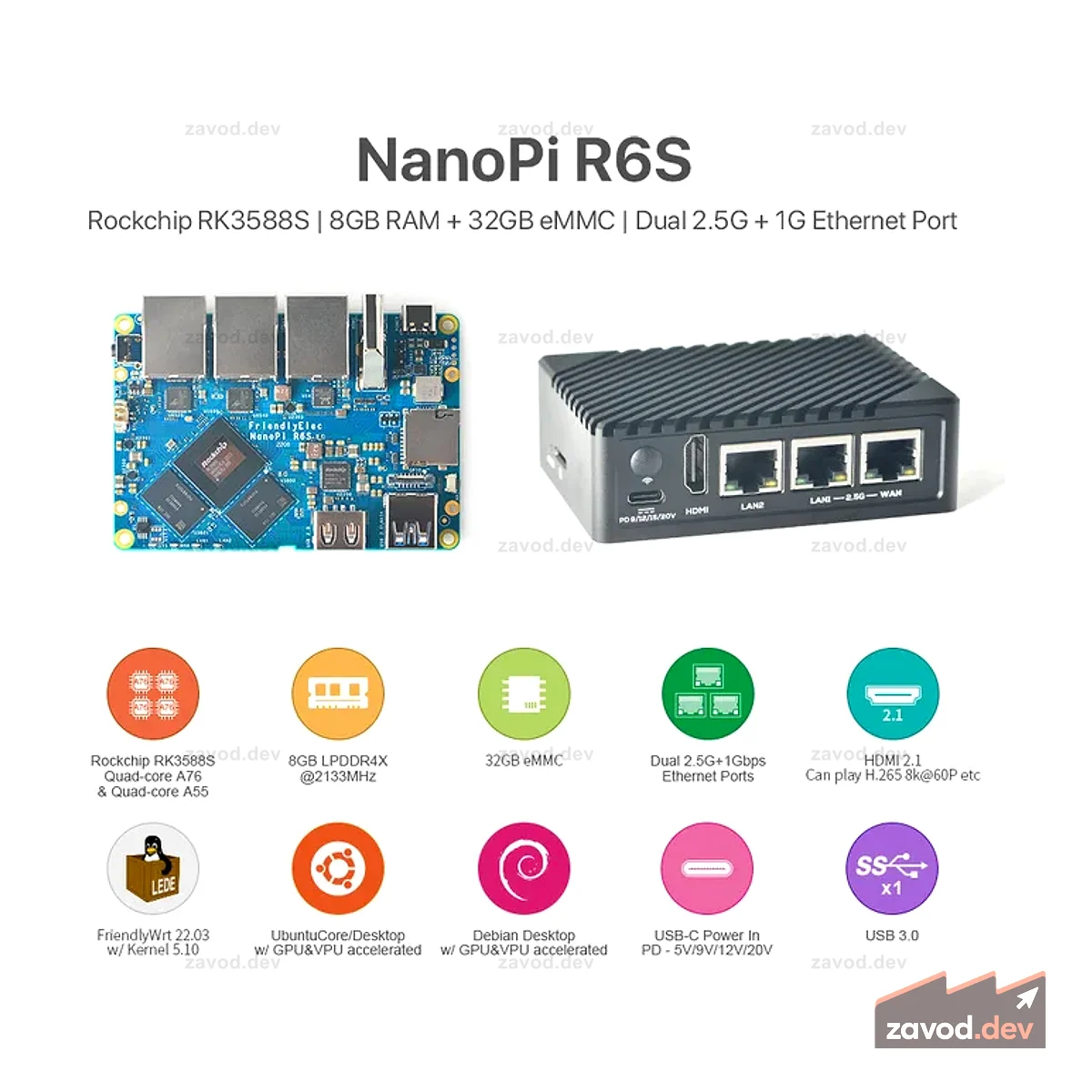 NanoPi R6S + Металлический корпус