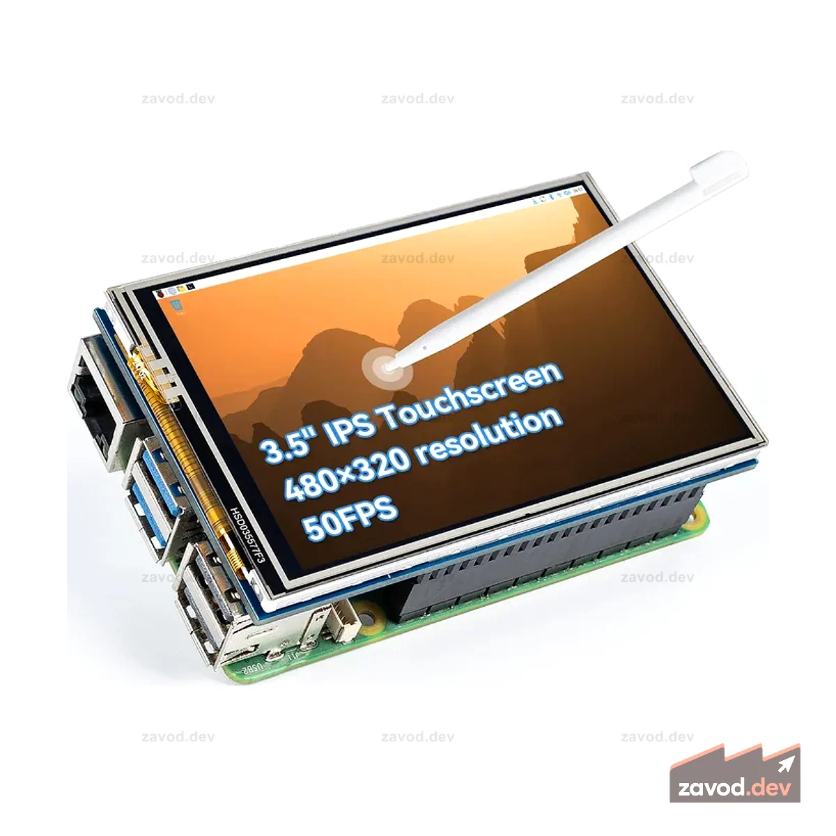 SunFounder 3,5-дюймовый сенсорный экран 480x320 с сенсорным экраном IPS LCD SPI со стилусом для Raspberry Pi 5/4B/Pironman 5/Max, 50 кадров в секунду, 65 тыс. цветов, 40 контактов, Trixie, Ubuntu, Kali Linux, RetroPie