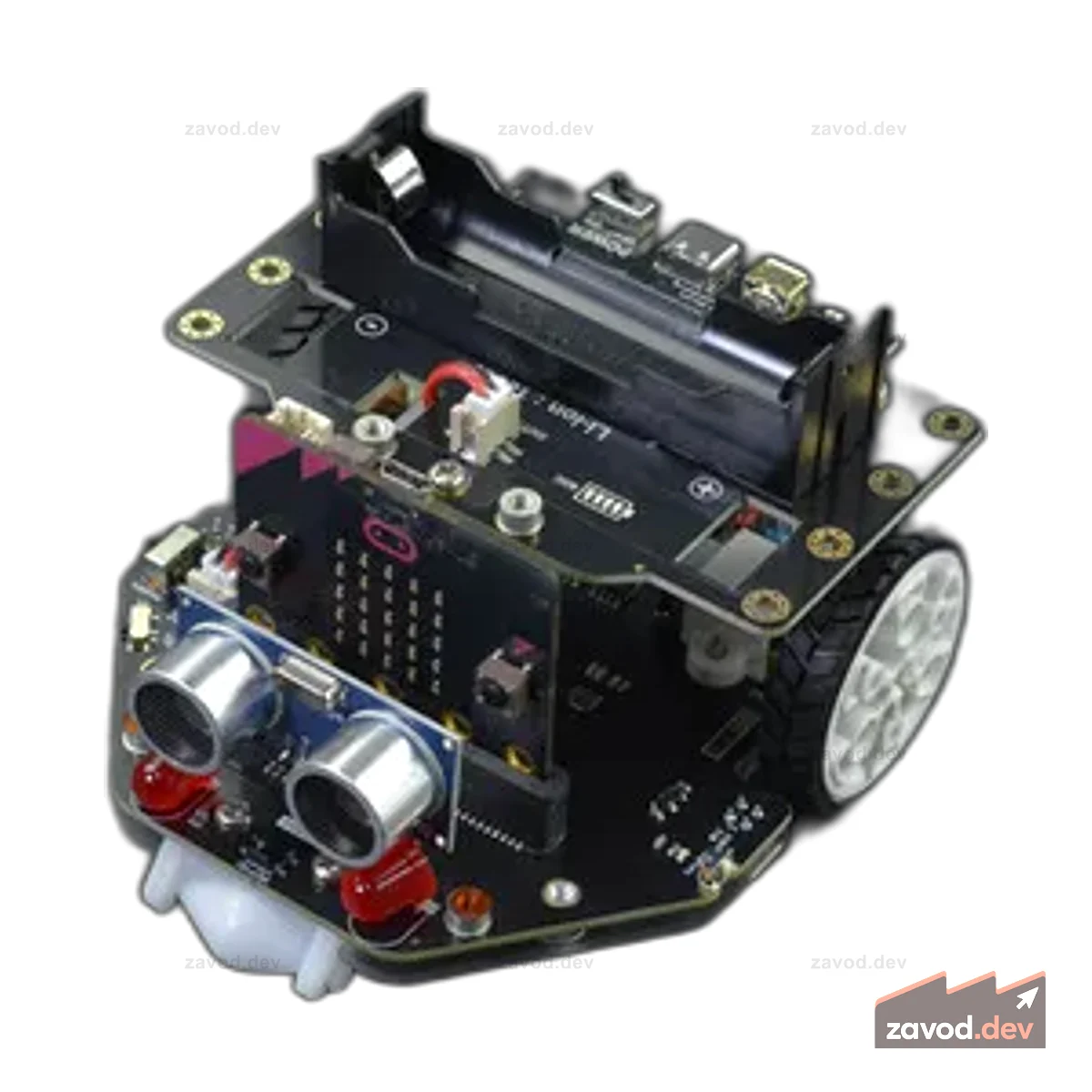micro:Maqueen Plus V2 (батарея 18650) — продвинутый обучающий робот STEM для micro:bit