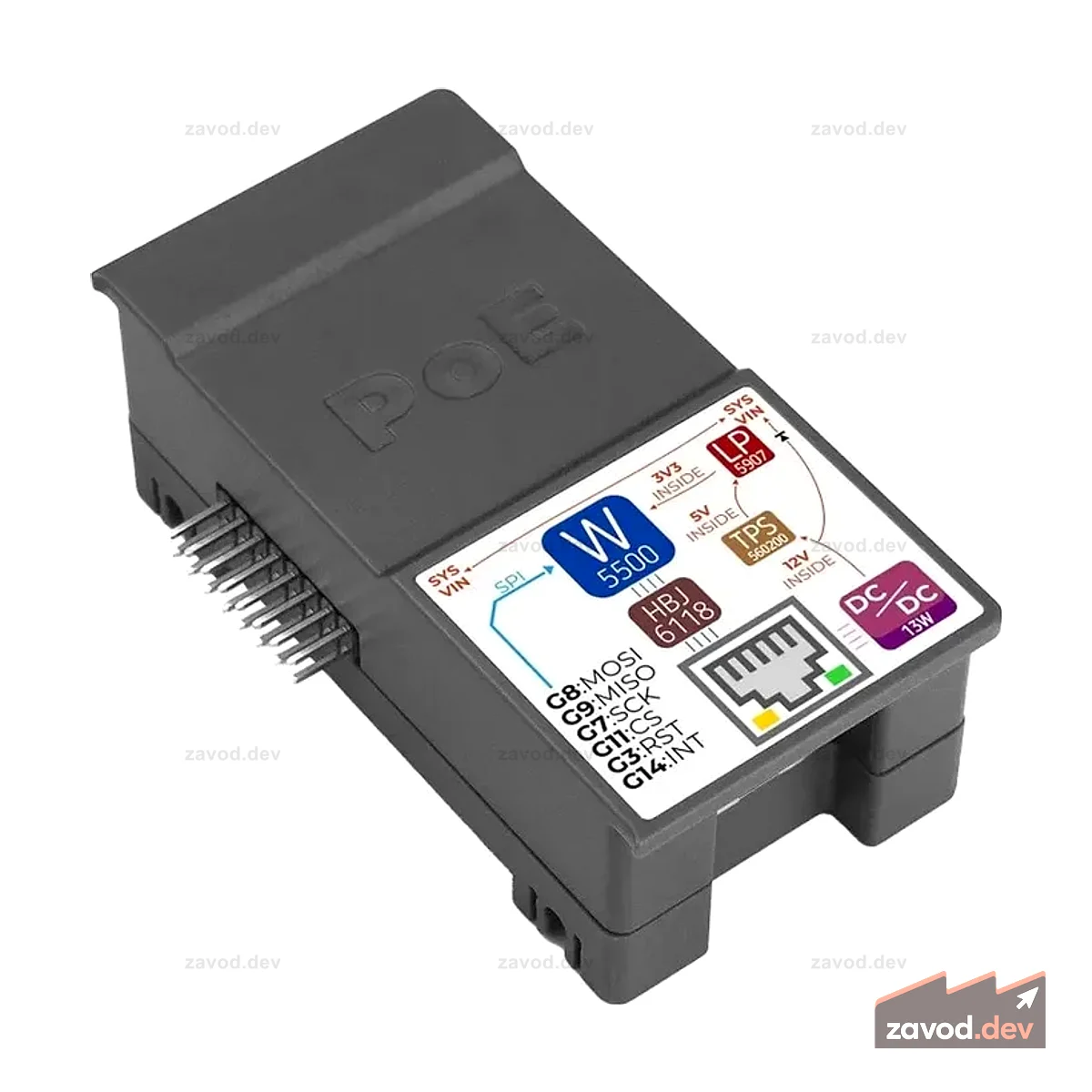 PoE-модуль для StamPLC (W5500)