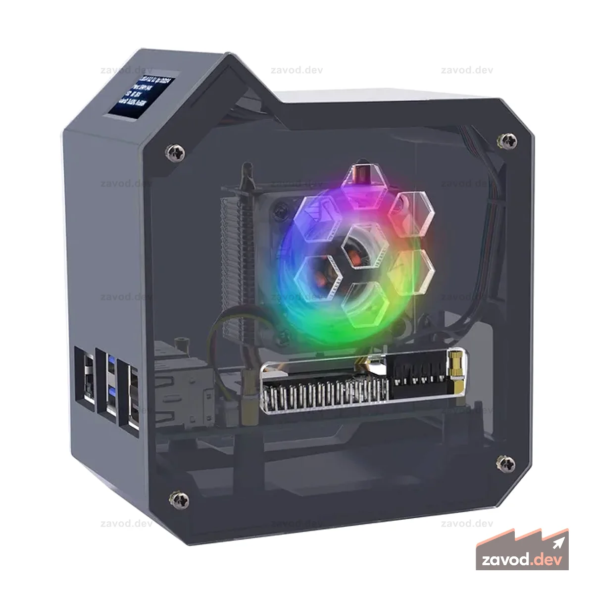 52Pi ABS Mini Tower Kit Черный корпус для Raspberry Pi 5 с кулером Ice Tower OLED