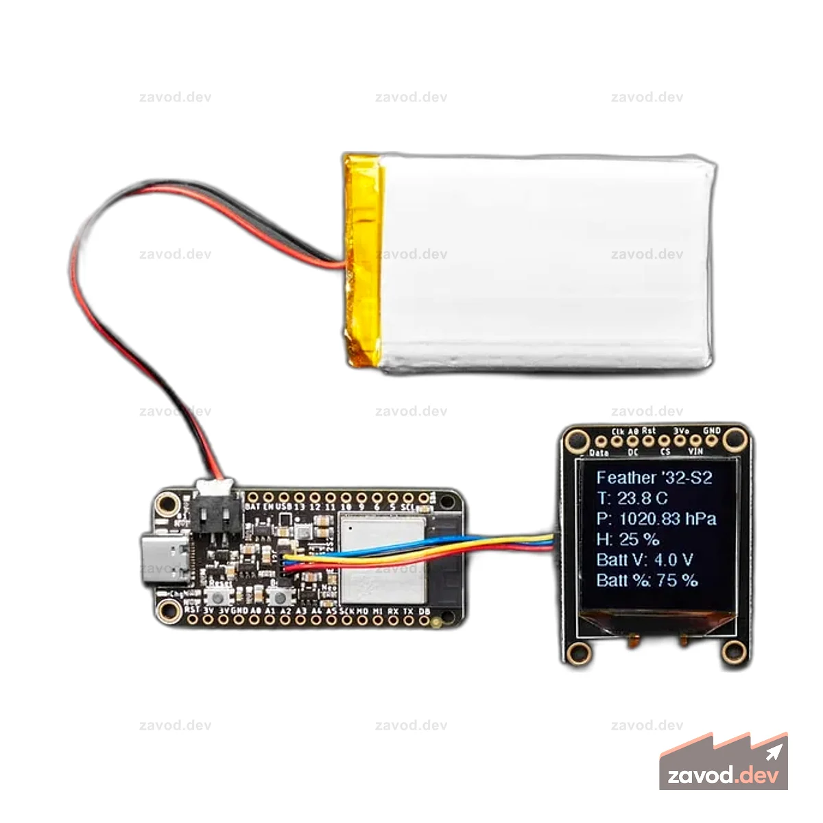 Adafruit ESP32-S2 Feather с датчиком BME280 — STEMMA QT 4 МБ флэш-памяти + 2 МБ PSRAM