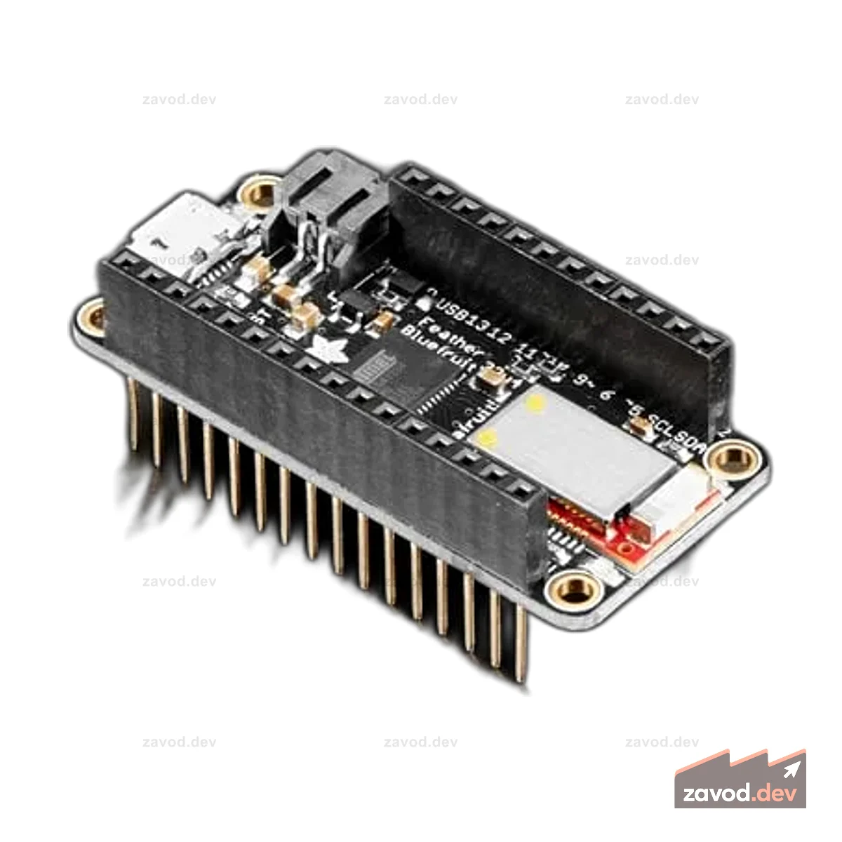 Adafruit Feather 32u4 Bluefruit LE со штабелируемыми головками