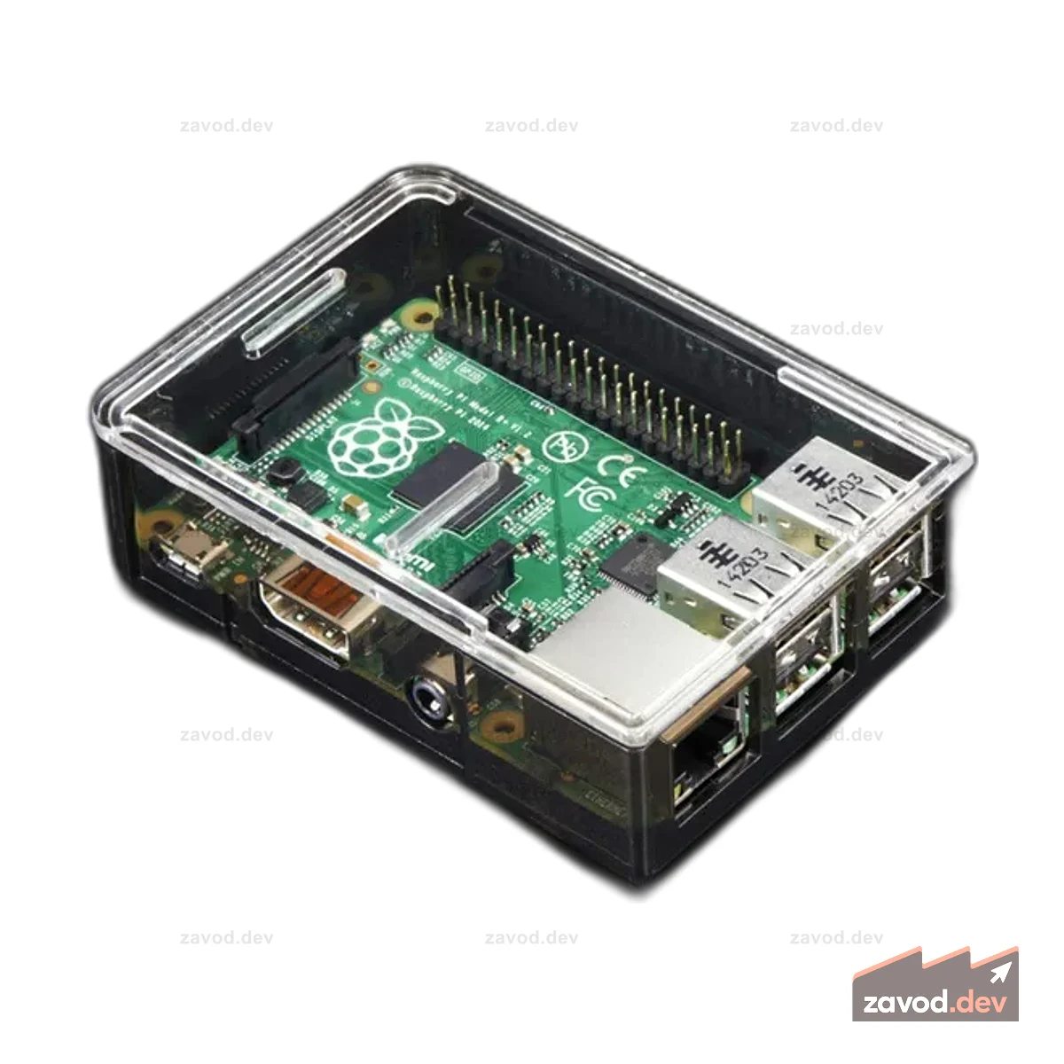 Чехол Adafruit Raspberry Pi B+ / Pi 2 / Pi 3 — дымчатая основа [с прозрачным верхом]