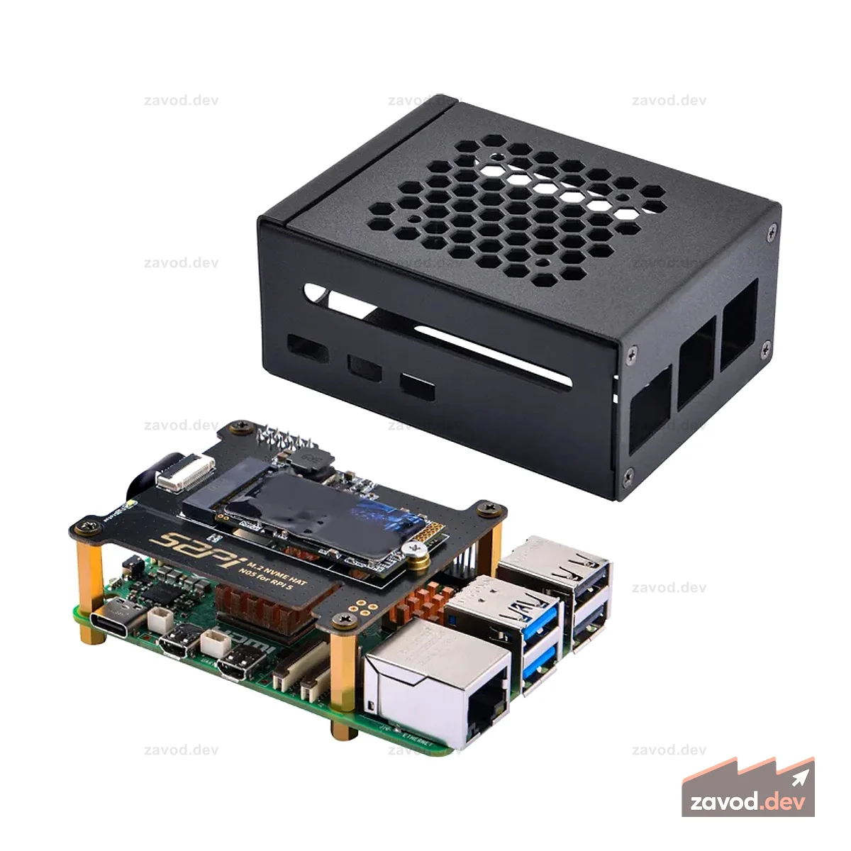 52Pi N05 M.2 2242 PCIe к NVMe верхняя плата адаптера расширения с металлическим корпусом радиаторы для Raspberry Pi 5