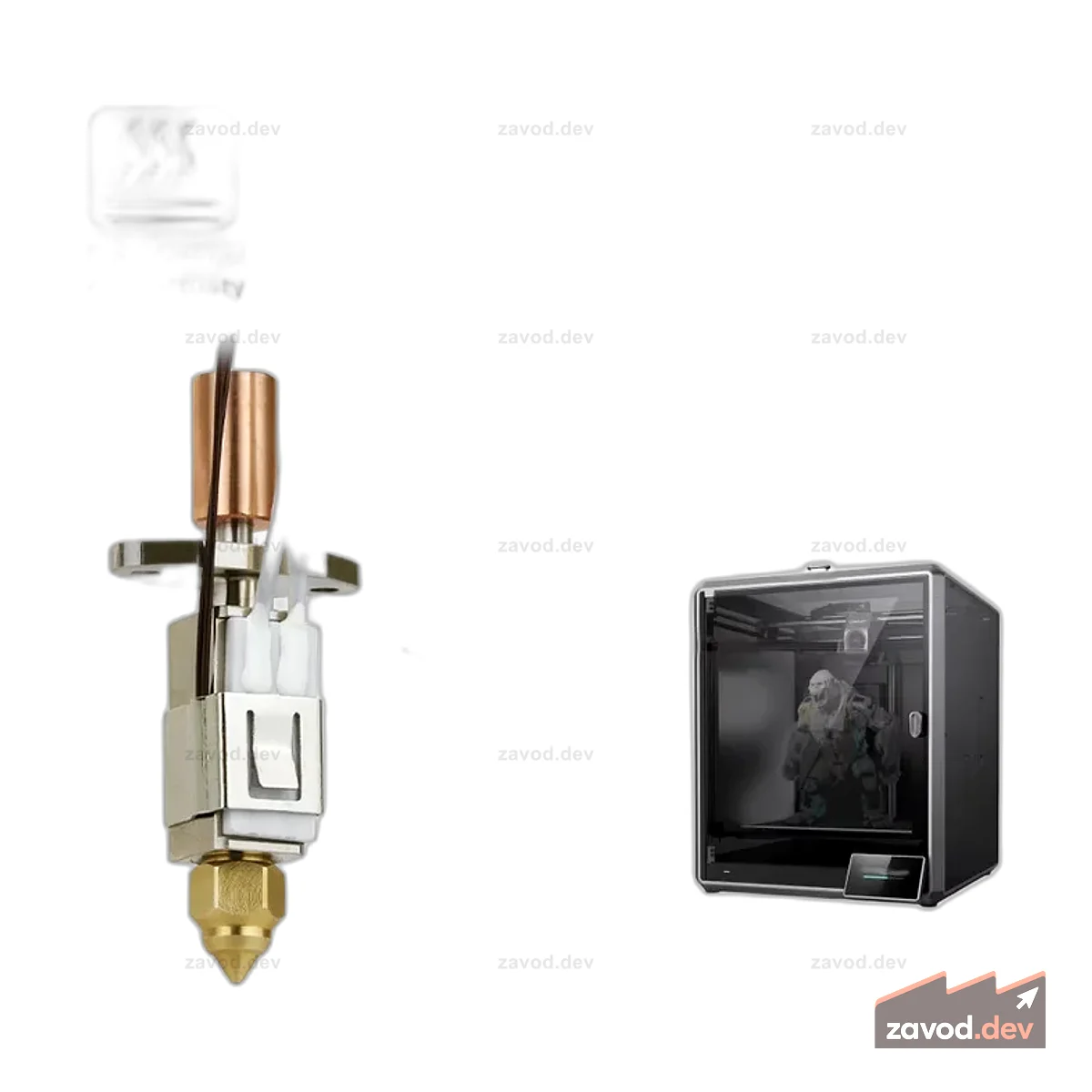 Для Creality K1 K1Max CR-M4 Модернизированный комплект Hotend Комплект керамического нагревательного блока Комплект экструдера до 550 ℃ Медное сопло с насадкой для K1