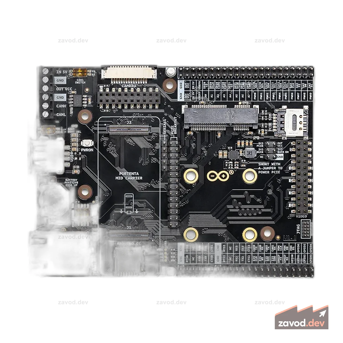 Официальная плата разработки Arduino Portenta Mid Carrier — ASX00055