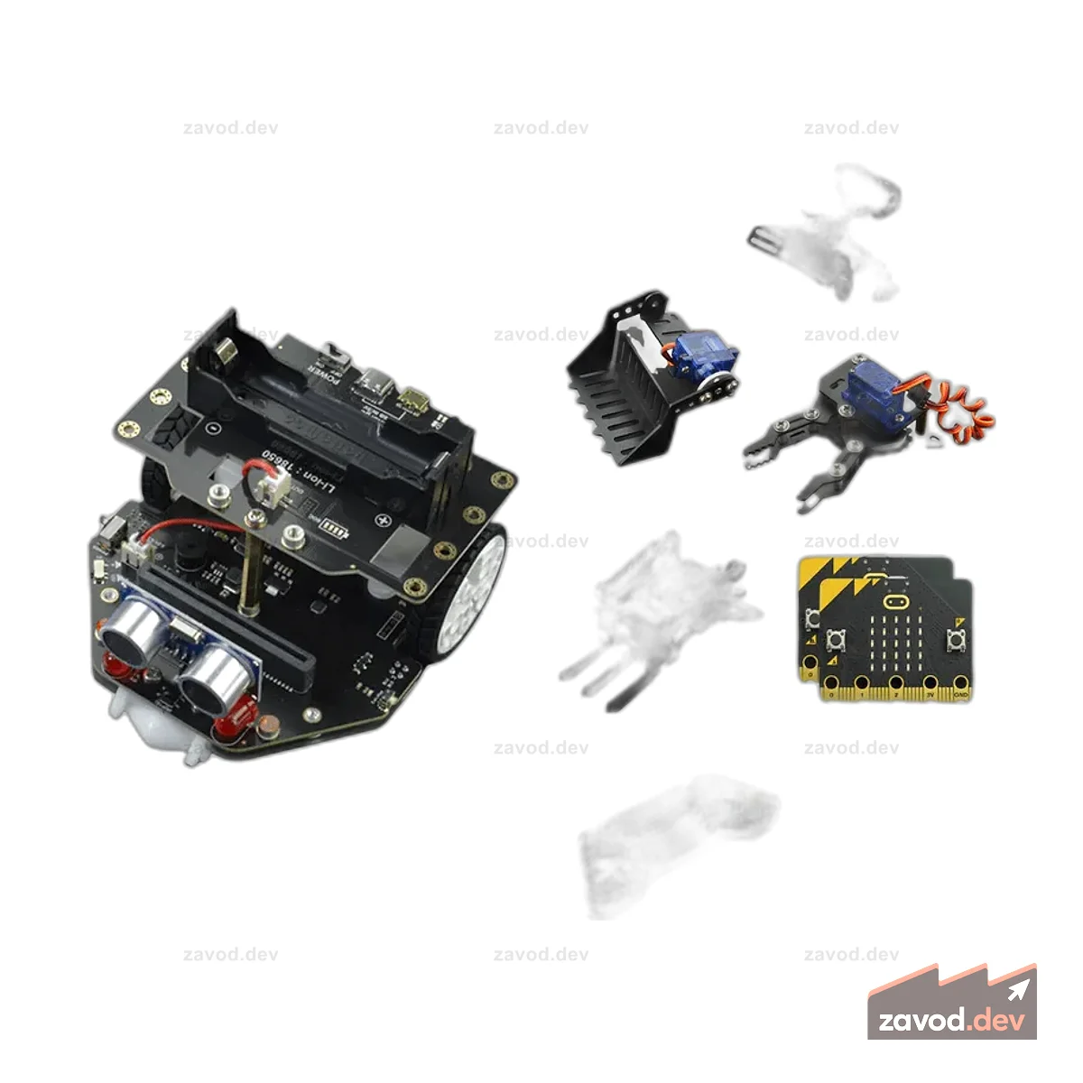 micro:Maqueen Plus V2 (батарея 18650) с механикой, micro:bit V2 и геймпадом
