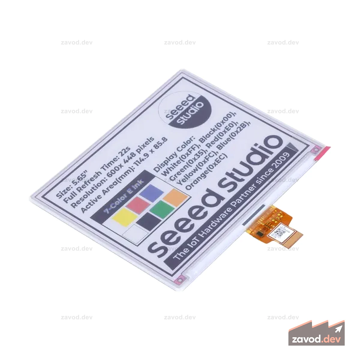 5,65-дюймовый семицветный дисплей eInk/ePaper с разрешением 600x448 пикселей, интерфейс SPI, поддержка XIAO/Arduino/STM32