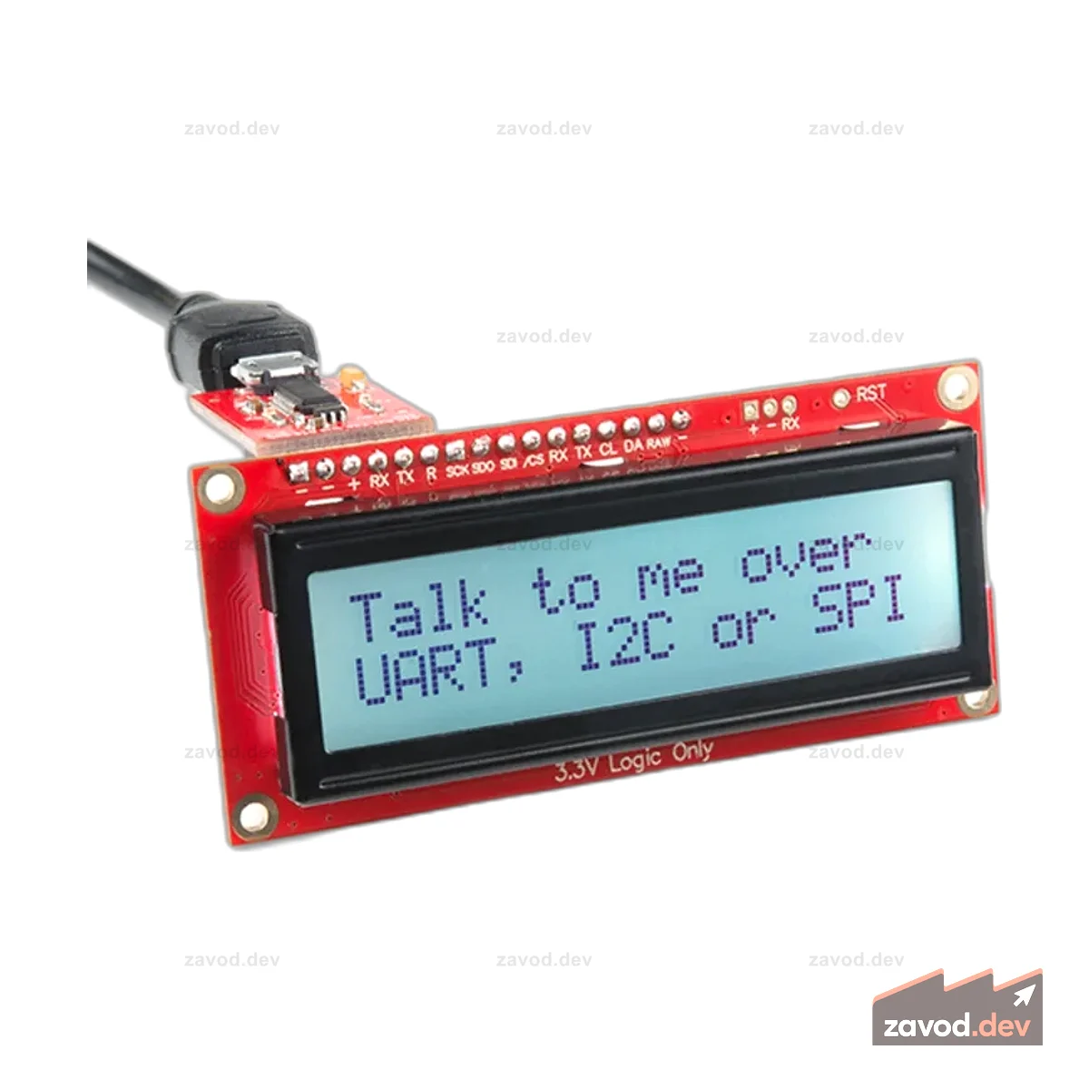 SparkFun 16x2 SerLCD - черный на RGB 3,3 В