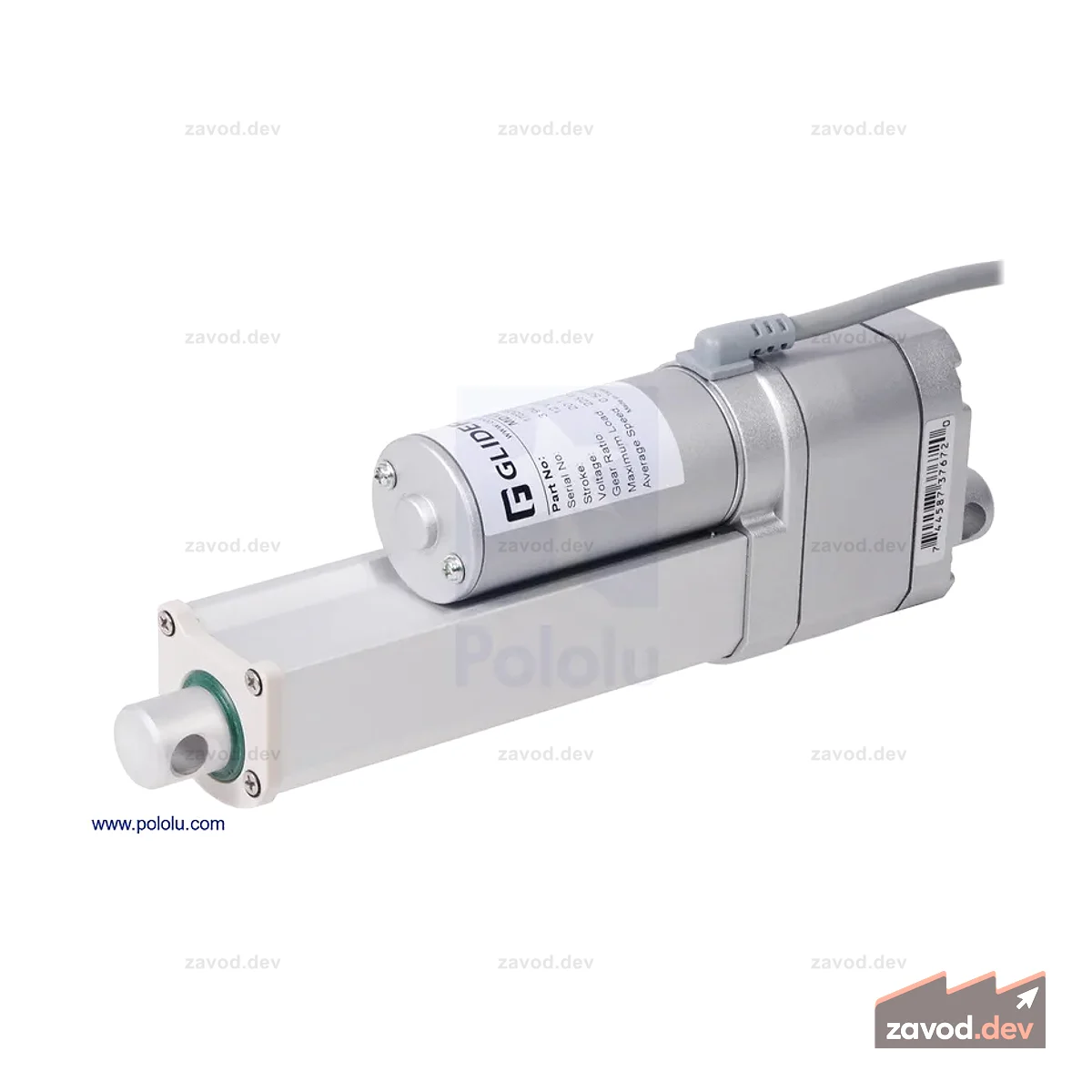 Glideforce MD122004-P Линейный привод средней мощности с обратной связью: 100 кгс, ход 4 дюйма (используемый 3,9 дюйма), 0,58 дюйма/с, 12 В