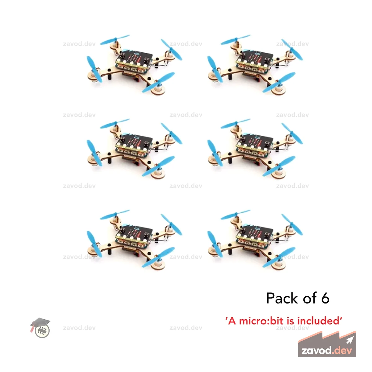 Дрон Air:bit 2 с micro:bit — комплект для занятий — 6 шт.