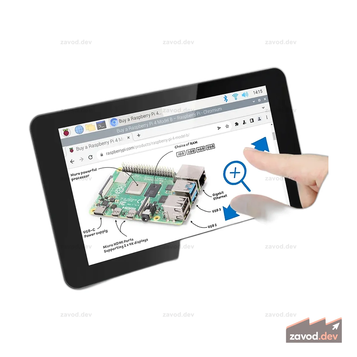 Freenove 7-дюймовый сенсорный дисплей для Raspberry Pi 5 4 B 3 B+ A+, IPS-монитор 800x480 пикселей, 5-точечный емкостный сенсорный экран, порт MIPI DSI без драйверов