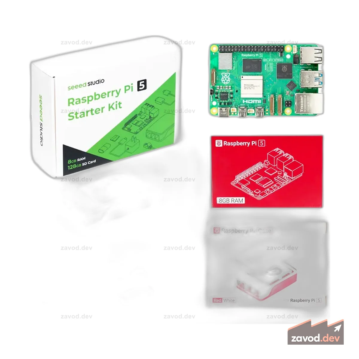 Стартовый комплект Seeed Studio Raspberry Pi 5 — 8 ГБ ОЗУ, карта Micro SD 128 ГБ с предустановленной 64-битной ОС Raspberry Pi