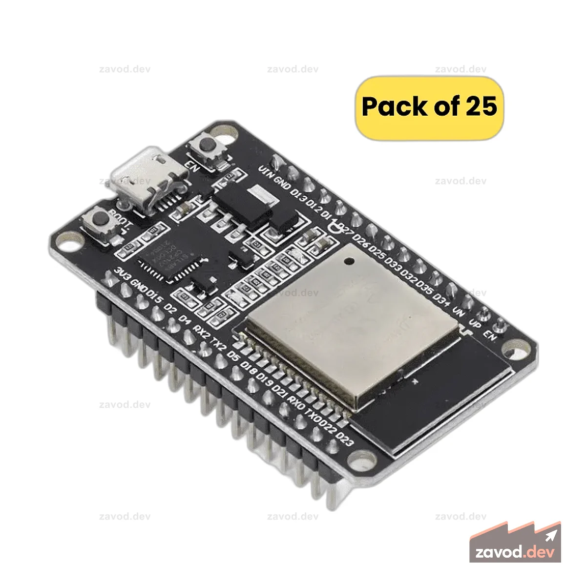Плата разработки узла ESP32 MCU с Wi-Fi и Bluetooth (драйвер CP2102, 30 PIN) (25 шт. в упаковке)