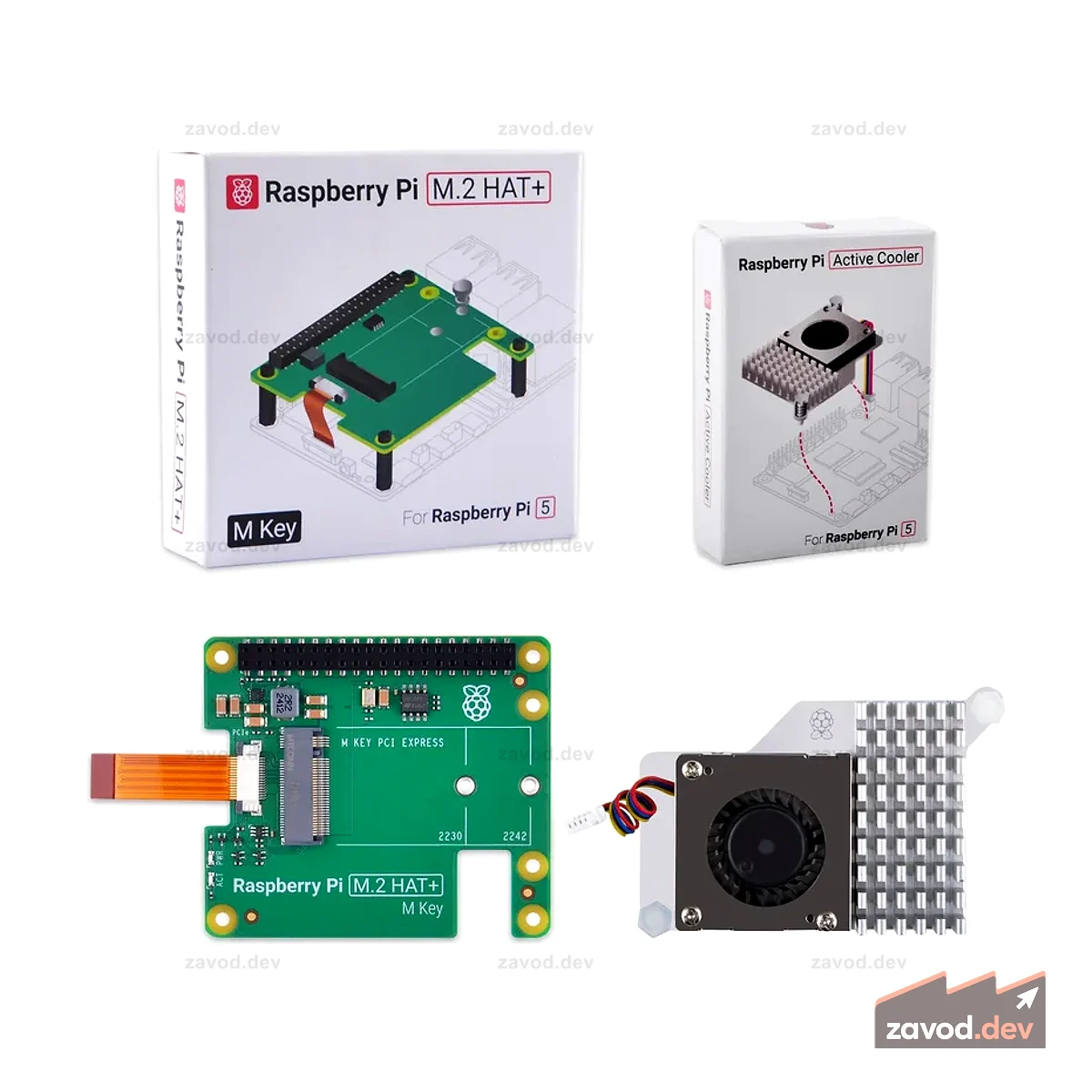 52Pi M.2 HAT+ и активный кулер Raspberry Pi для Raspberry Pi 5, поддержка SSD M.2 2230/2242