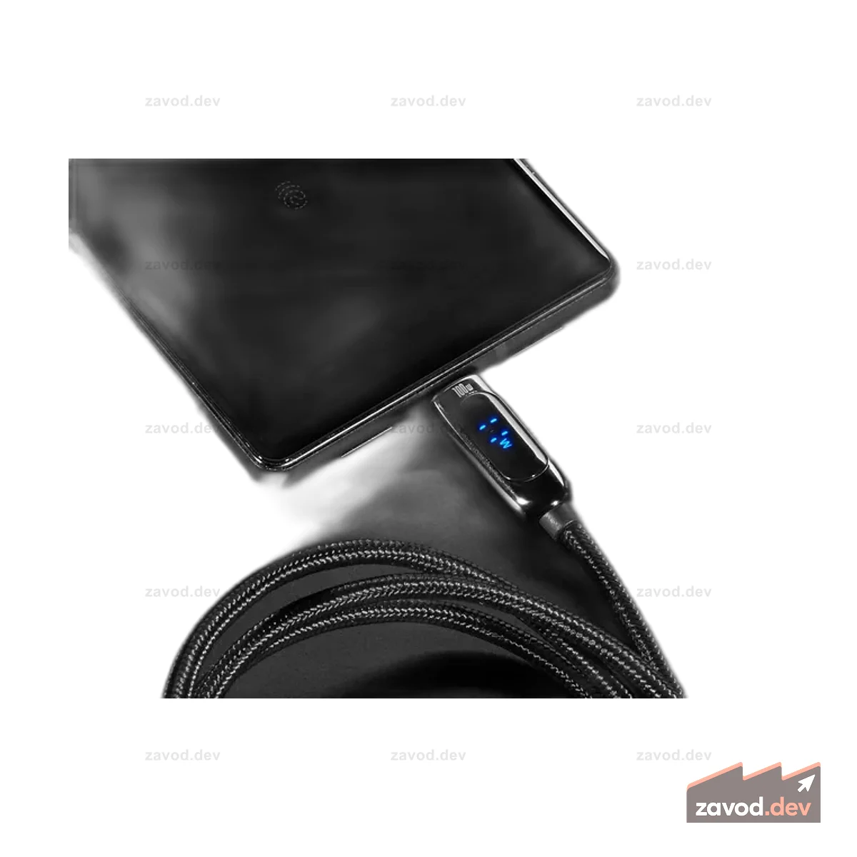 Кабель USB C — USB C с дисплеем мощностью 100 Вт — 1 метр, черный тканый