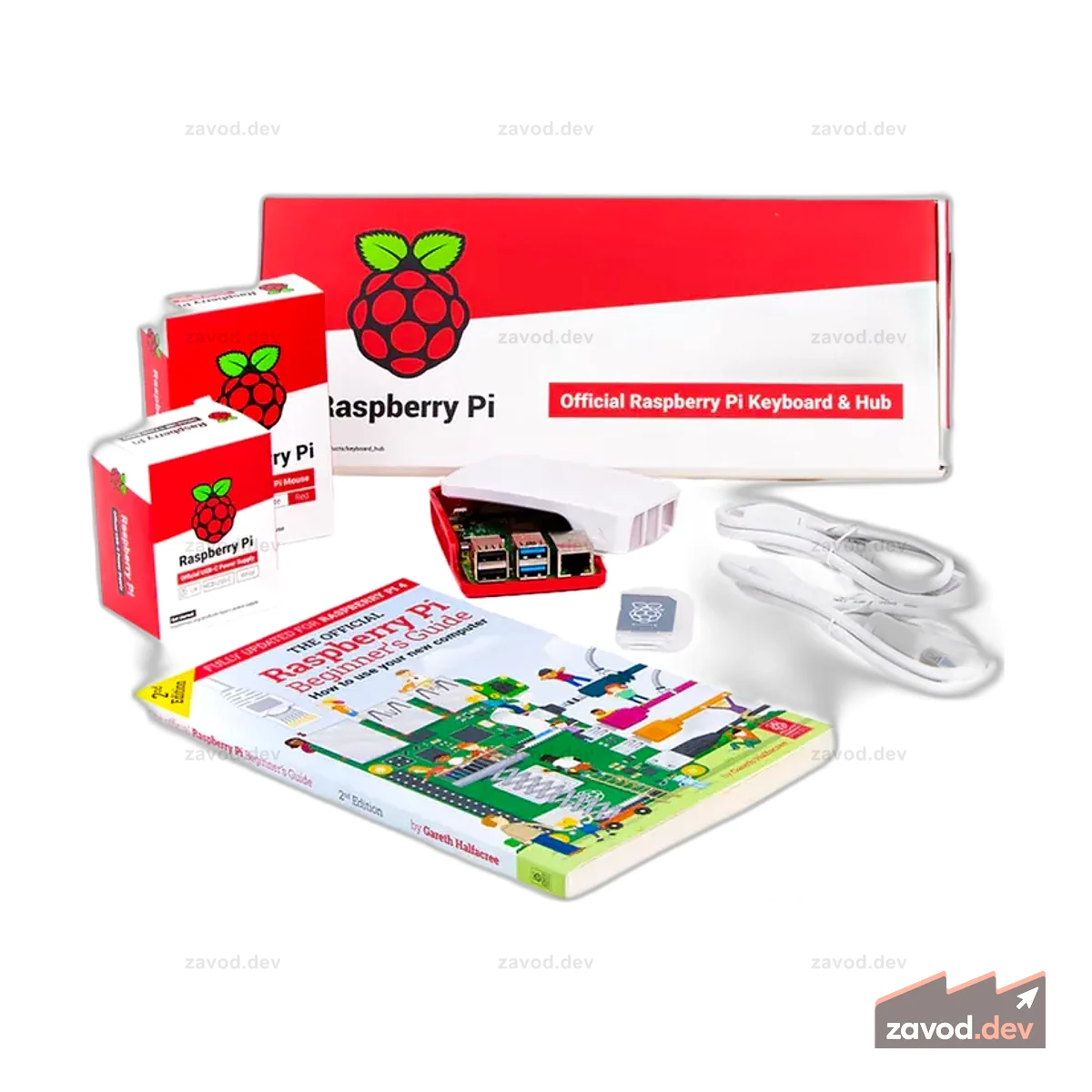 Настольный комплект Pakronics® Raspberry Pi® 4 4 ГБ с монитором (красный/белый)