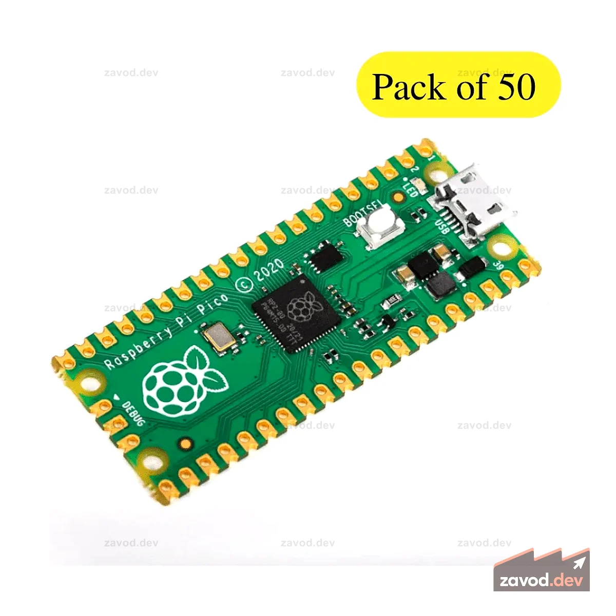 Плата микроконтроллера Raspberry Pi Pico — (50 шт. в упаковке)