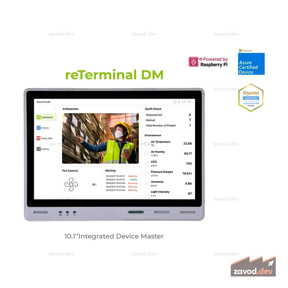 reTerminal DM - 10,1-дюймовый ЧМИ | CM4108032 | Прочный панельный ПК Raspberry Pi | Контроллер панели | с камерой и PoE