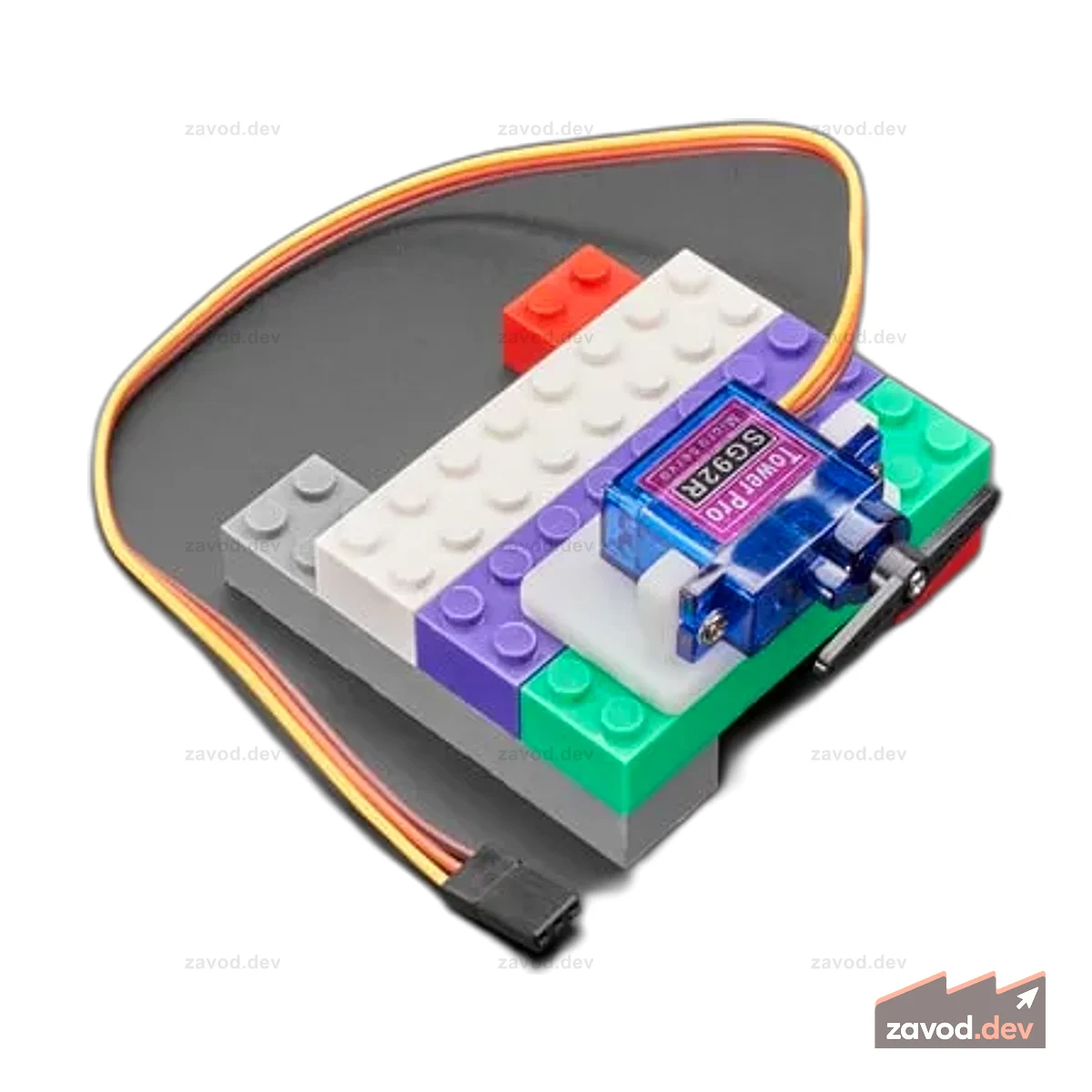 Горизонтальное микросервокрепление для LEGO-совместимых кирпичных систем