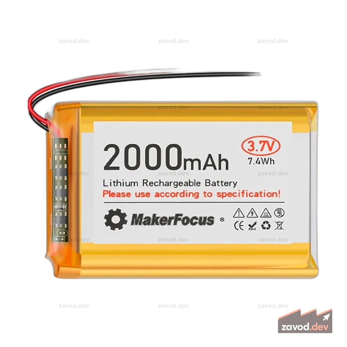 3,7 В 2000 мАч 103450 LiPo аккумулятор с разъемом JST 1,25