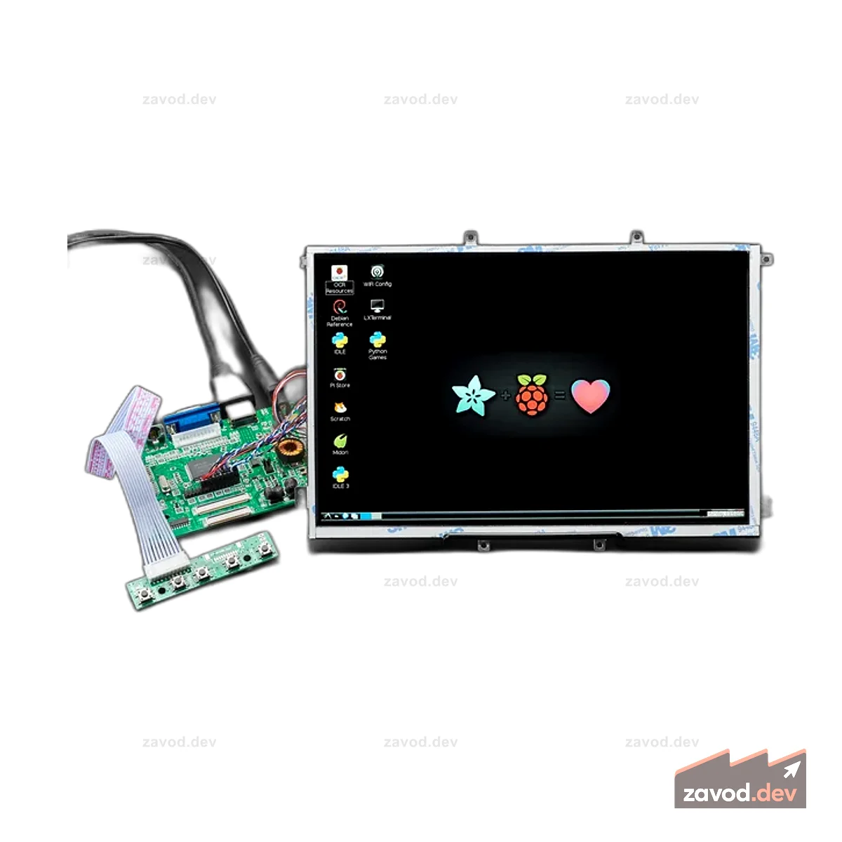 Дисплей 10,1 дюйма и звук, 1280 x 800, IPS, HDMI/VGA/NTSC/PAL