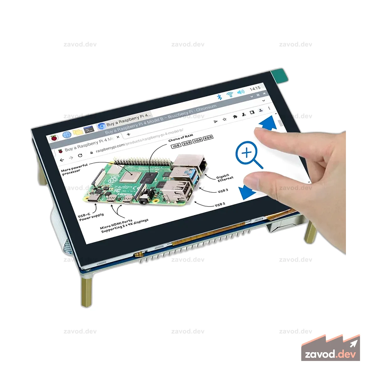 Freenove 4,3-дюймовый сенсорный монитор для Raspberry Pi 5 4 B 3 B+ A+, IPS-дисплей 800x480 пикселей, 5-точечный сенсорный емкостный экран, порт MIPI DSI без драйверов