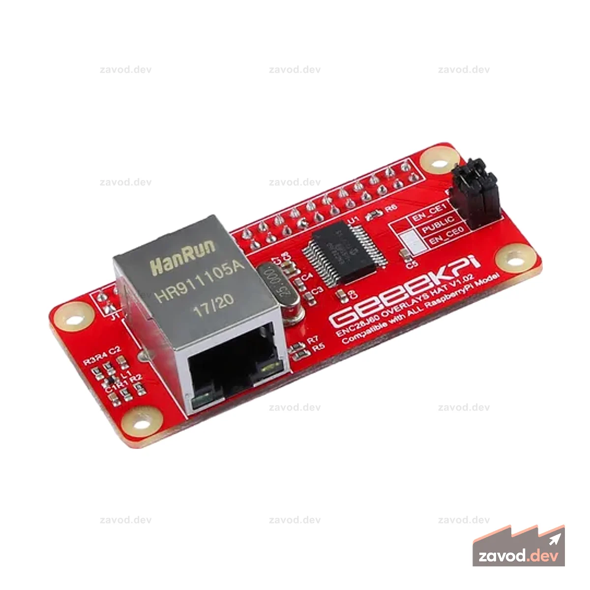 Сетевой адаптер ENC28J60 RJ45 Ethernet LAN HAT для терминала Raspberry Pi Zero/Wio