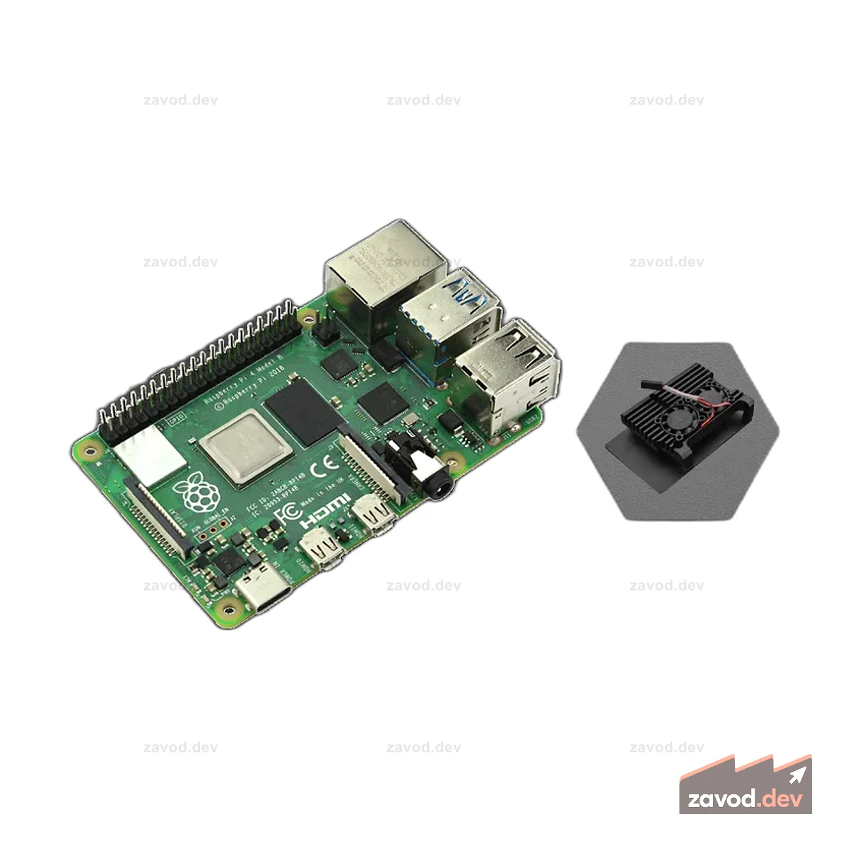 Raspberry Pi 4 Model B — 8 ГБ в металлическом корпусе (два вентилятора) (Снято с производства)