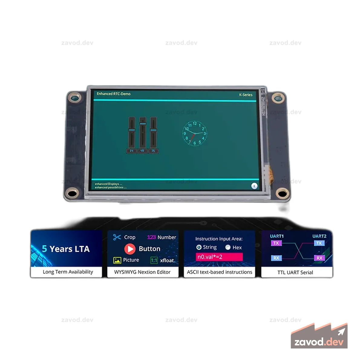 Nextion NX3224K028 2,8-дюймовый HMI-TFT-дисплей (серия Enhanced, резистивный сенсорный экран)