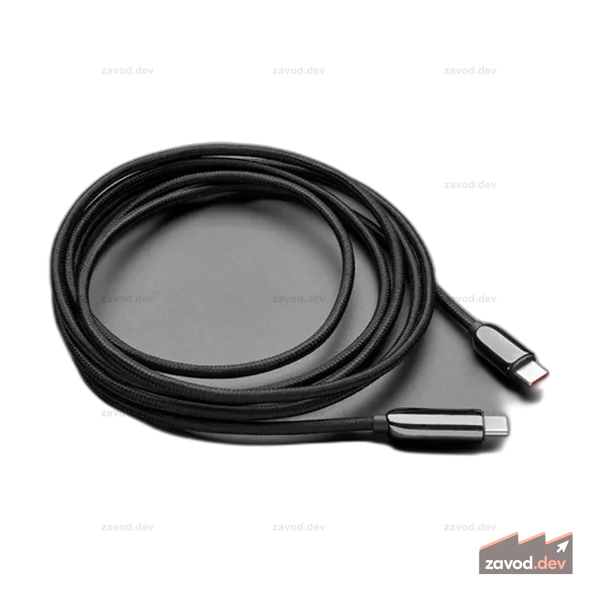 Кабель USB C — USB C с дисплеем мощностью 100 Вт — 2 метра, черный тканый