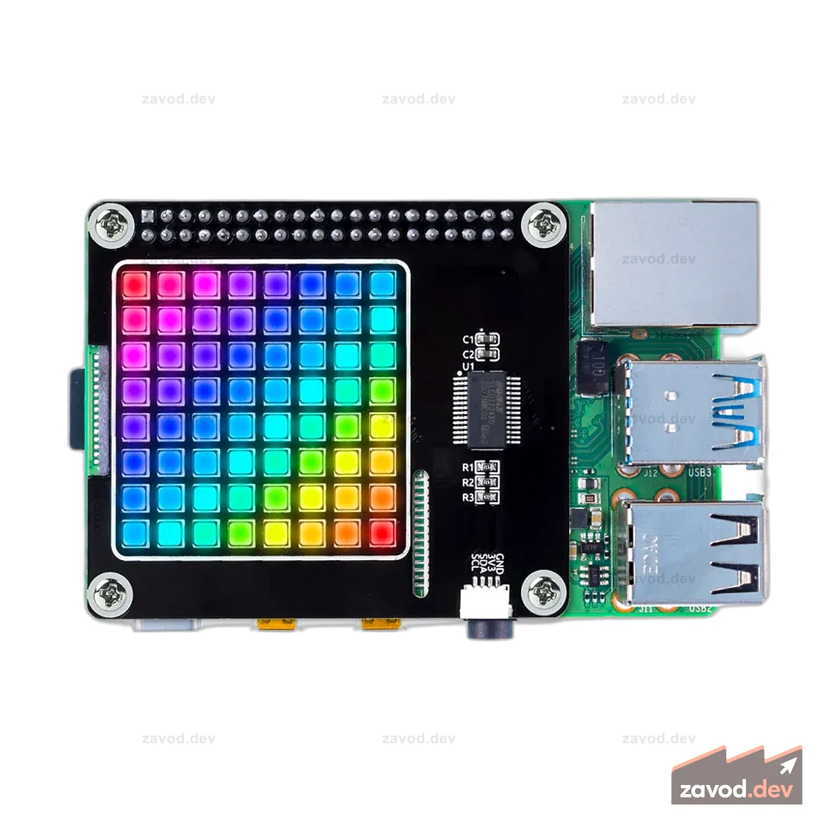 8x8 64 пикселей RGB матричная светодиодная панель с индивидуальной адресацией для Raspberry Pi I2C управление 24-битный программируемый цвет