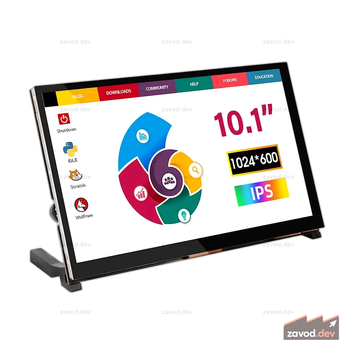 RC101S 10,1-дюймовый емкостный сенсорный монитор IPS 1024*600 с динамиком и подставкой