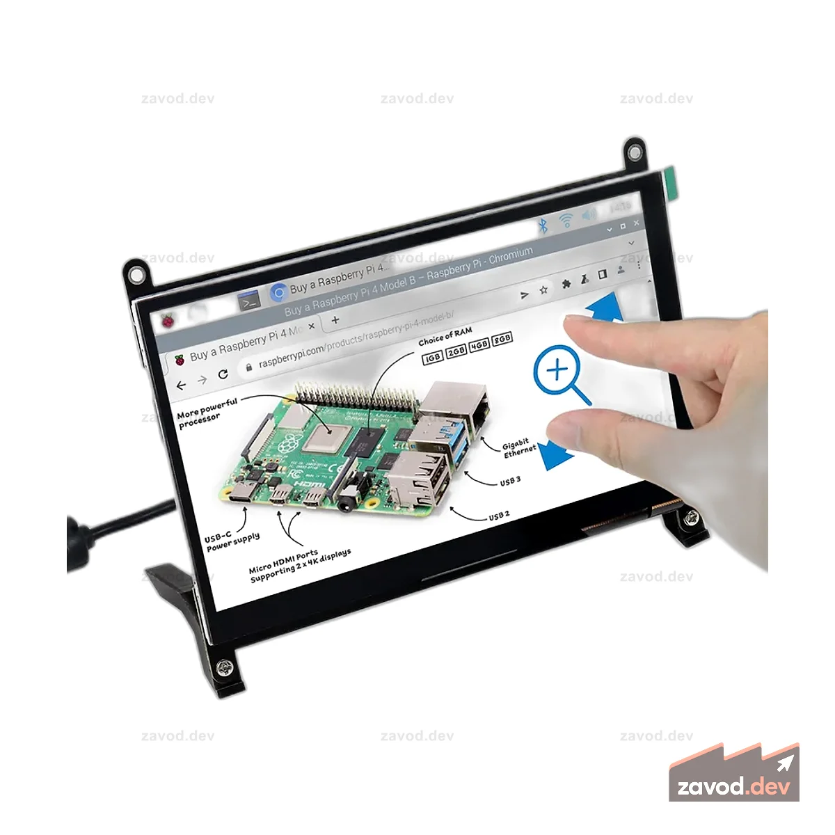 Freenove 7-дюймовый сенсорный HDMI-монитор для Raspberry Pi 5 4 Jetson Nano PC (без корпуса), IPS-дисплей 1024x600 пикселей, 5-точечный сенсорный емкостный экран