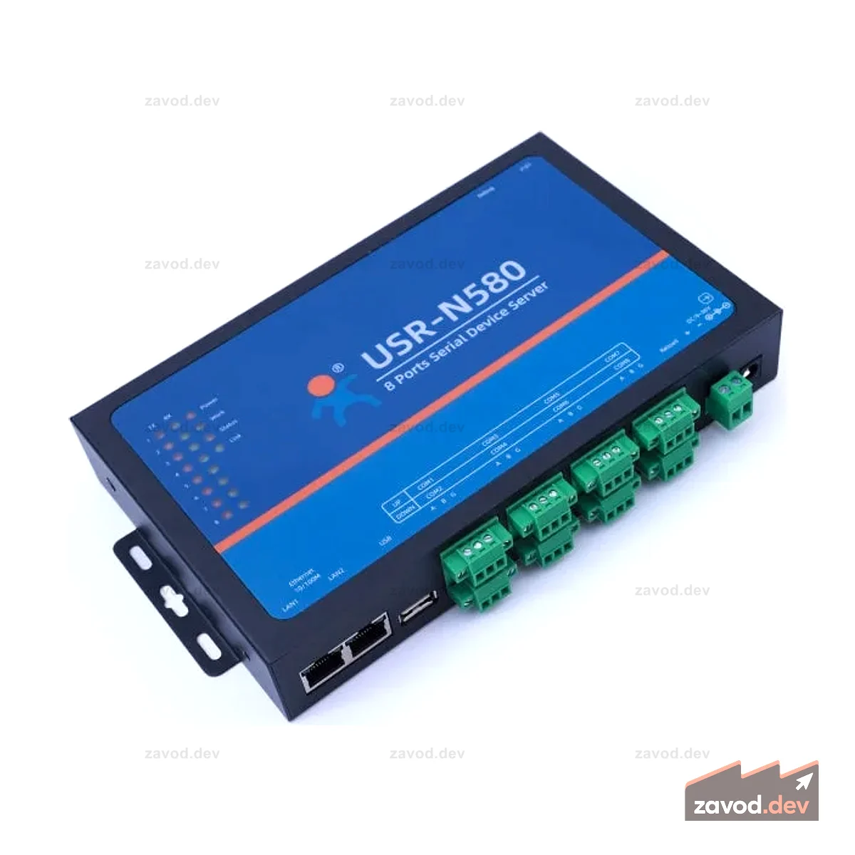 USR-N580 Промышленный 8-портовый преобразователь RS485 или Ethernet