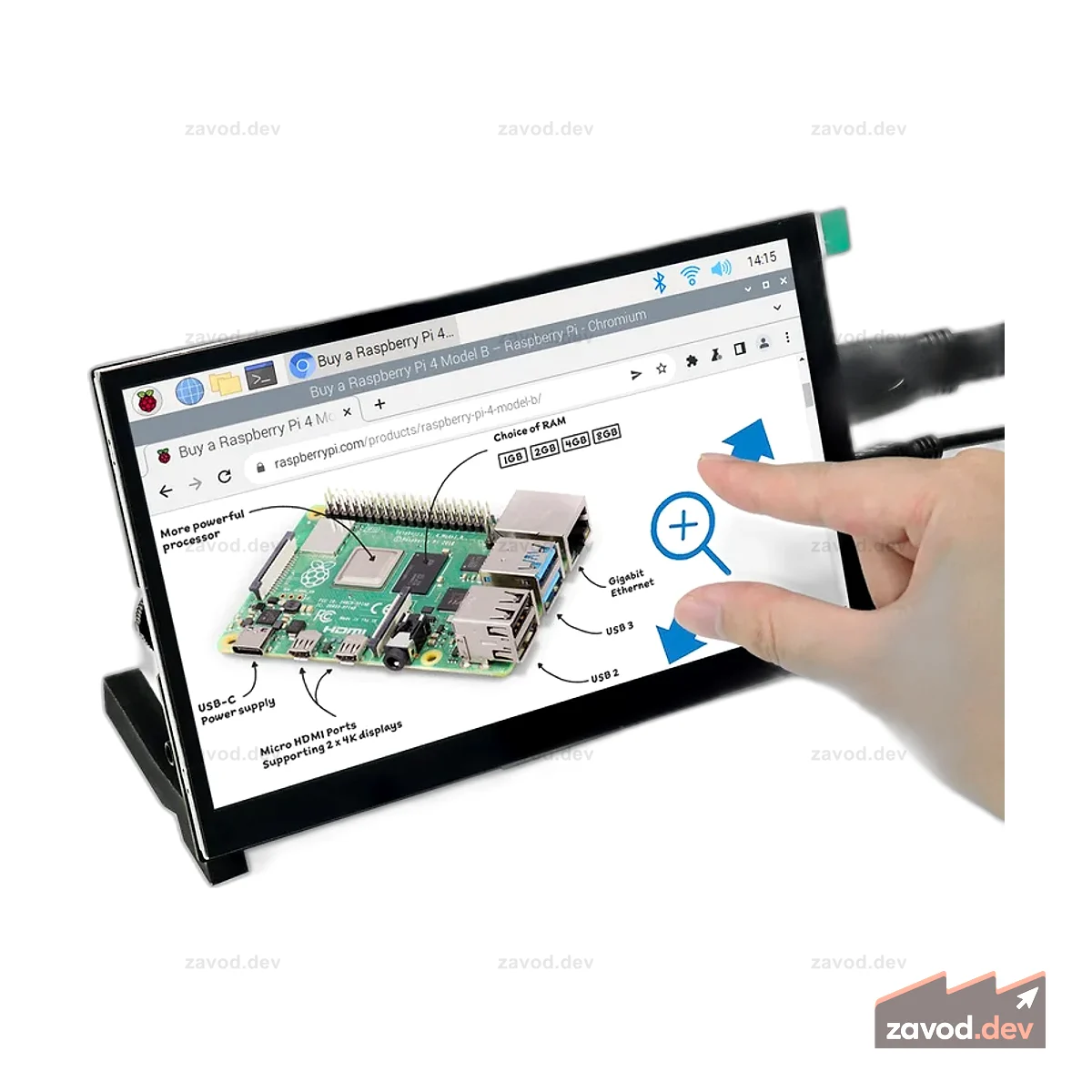 Freenove 7-дюймовый сенсорный HDMI-монитор с динамиком для ПК Raspberry Pi 5 4 Jetson Nano (без корпуса), IPS-дисплей 1024x600 пикселей, 5-точечный сенсорный емкостный экран