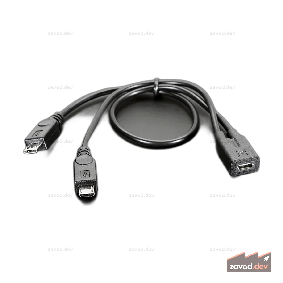 Micro B USB 2-сторонний разветвительный кабель Y