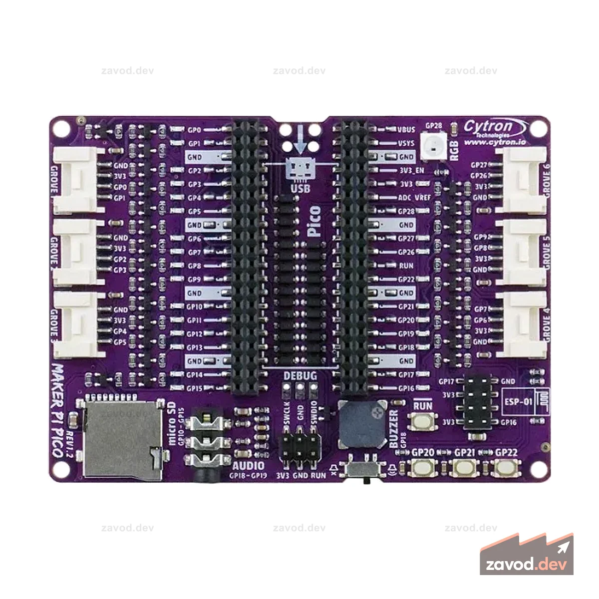 Базовая плата разработки Cytron Maker Pi Pico для Raspberry Pi (без Pico)