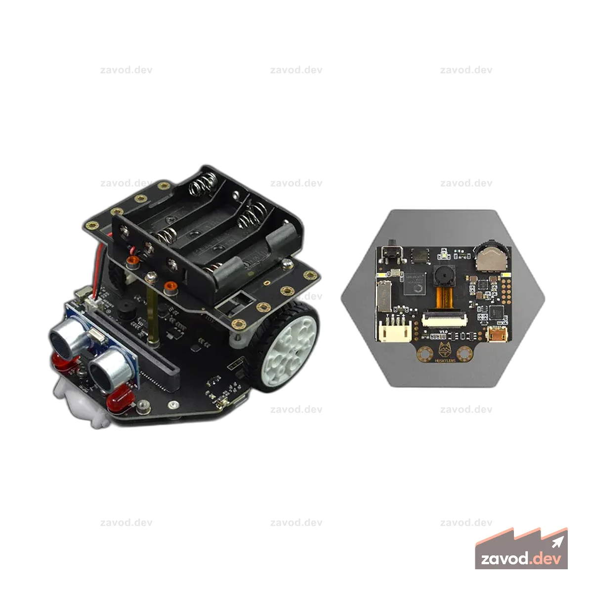 micro:Maqueen Plus V2 (никель-металлгидридная аккумуляторная батарея) с линзами HUSKYLENS