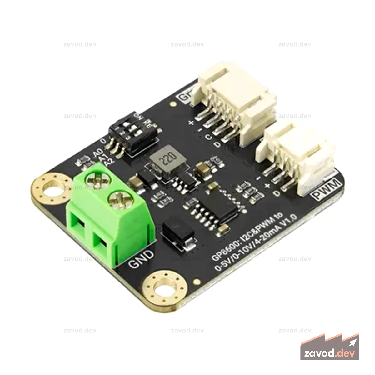 Gravity: GP8600 1-канальный I2C и ШИМ для модуля ЦАП 0–5 В/0–10 В/4–20 мА (16 бит)