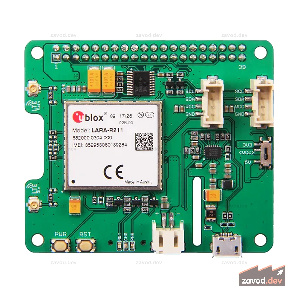 LTE Cat 1 Pi HAT (Европа)