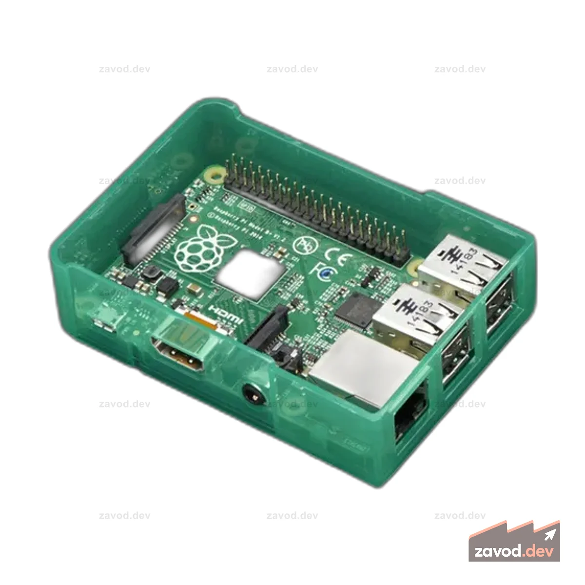Основание корпуса Pi Model B+ / Pi 2 / Pi 3 — зеленый