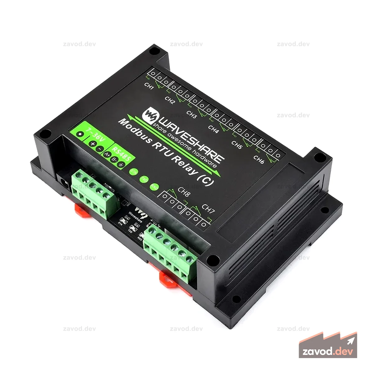 8-канальный модуль реле с фиксацией Modbus RTU (C) с интерфейсом RS-485