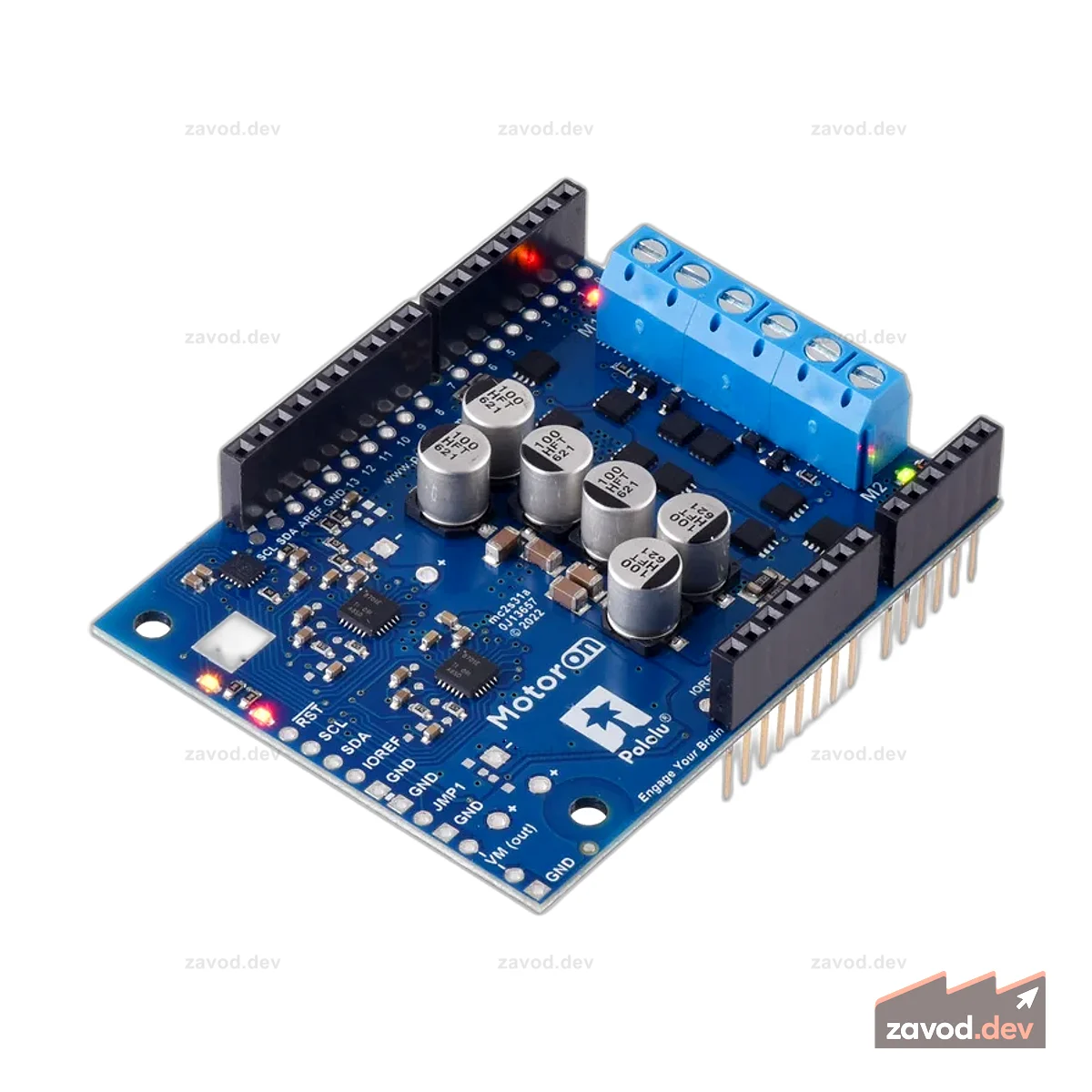 Motoron M2S24v14 Двойной экран контроллера двигателя высокой мощности для Arduino (припаянные разъемы)