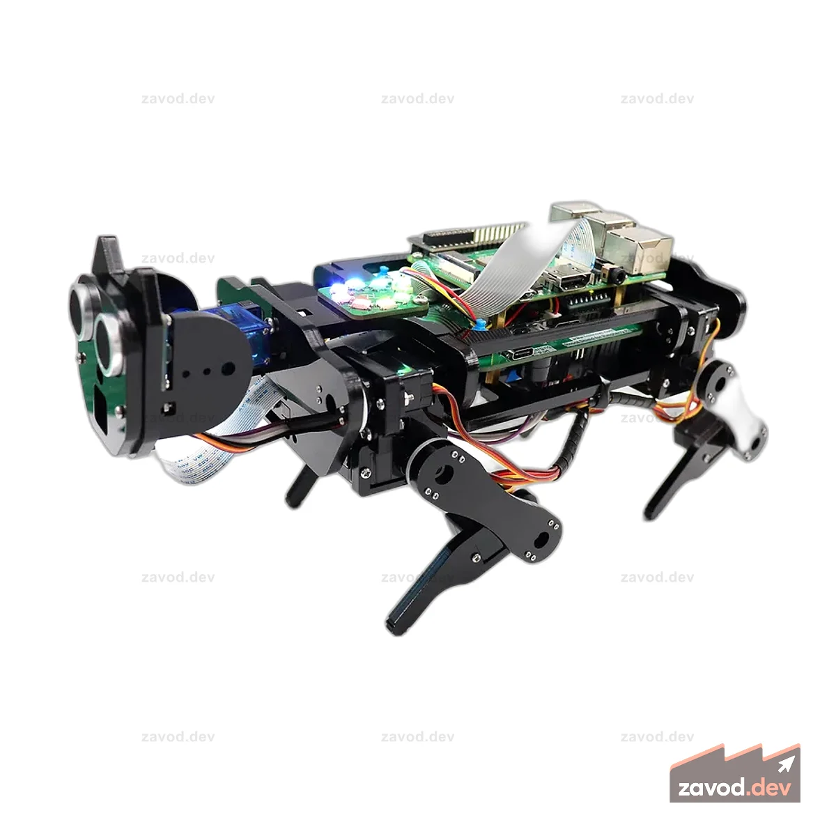 Комплект робота-собаки Freenove для Raspberry Pi 5 4 B 3 B+ Zero 2 W, ходьба, самобалансировка, распознавание лиц, отслеживание шаров, ультразвуковая дальность, управление приложениями, камера, сервопривод