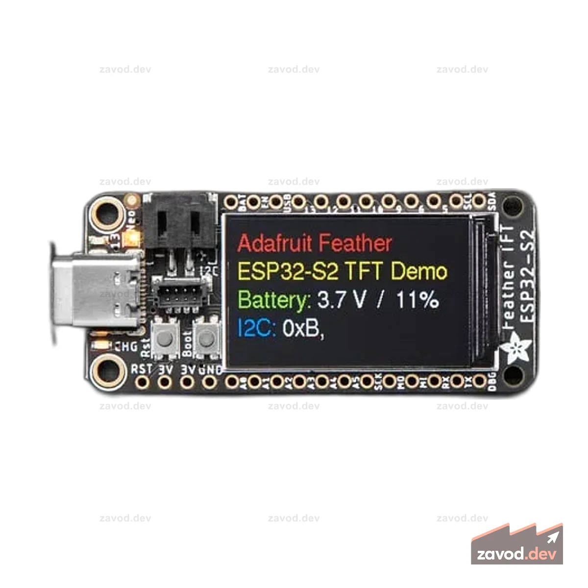 Adafruit ESP32-S2 TFT Feather — флэш-память 4 МБ, PSRAM 2 МБ, STEMMA QT