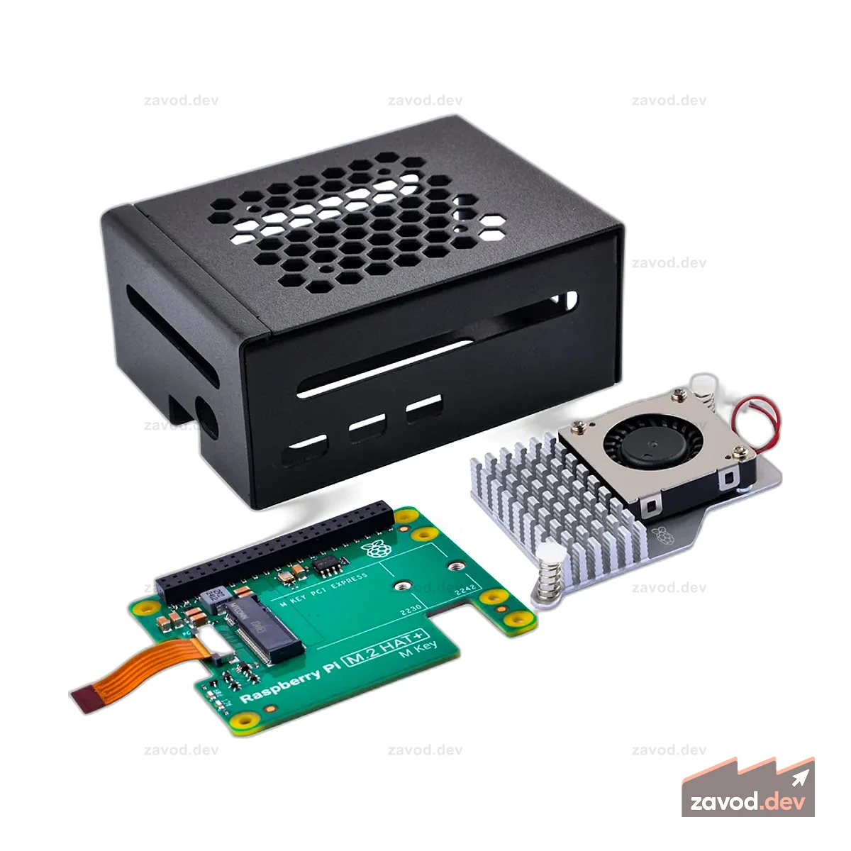 Металлический корпус 52Pi для Raspberry Pi 5, с M.2 HAT+ и активным кулером Raspberry Pi для Raspberry Pi 5