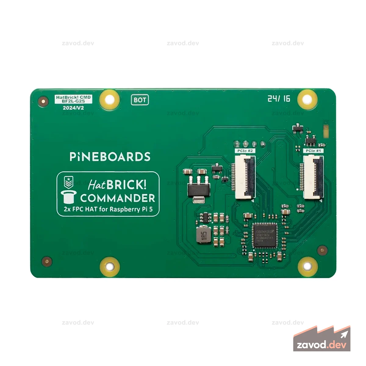 Шляпа из сосновых досок КИРПИЧ! Commander (2 порта, GEN 2) для Raspberry Pi 5